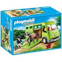 PLAYMOBIL Country Transporte de Caballo con Holstein y Jinete en traje de Adiestramiento- A partir de 5 años (6928)